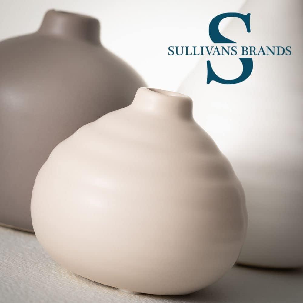 imageSullivans Ceramic Vase Set 3 Small Vases Rustic Home Dcor Modern Farmhouses Ideal Shelf Dcor Table Dcor Bookshelf Mantle White CM2973Multicolor