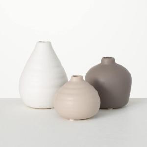 imageSullivans Ceramic Vase Set 3 Small Vases Rustic Home Dcor Modern Farmhouses Ideal Shelf Dcor Table Dcor Bookshelf Mantle White CM2973Multicolor
