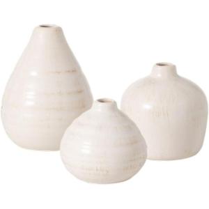 imageSullivans Ceramic Vase Set 3 Small Vases Rustic Home Dcor Modern Farmhouses Ideal Shelf Dcor Table Dcor Bookshelf Mantle White CM2973White