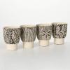 imageSullivans Plant Pots Cement Planters Set of 4 Black Botanical Pots Pack Flower Leaf Pattern Pedestal Pot 7quot Pot wDrainage Hole Indoor Outdoor Home Dcor Garden Tabletop Coffee Table Decorations