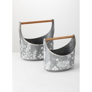 imageSullivans Flower Trug With Handles  Set of 2 Indoor Planter Pot Kitchen Living Room and Office Home Dcor