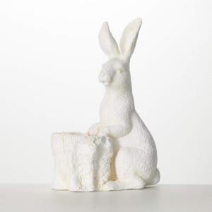 imageSullivans Magnesium Oxide Rabbit Container 185quot Spring Easter White Bunny Rabbit Design Home Dcor for Bathroom Plants Coffee Table Decor Tabletop Shelf Fireplace Mantel Decoration185 Inch