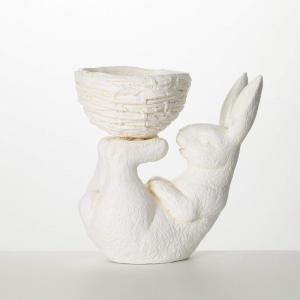 imageSullivans Magnesium Oxide Rabbit Container 185quot Spring Easter White Bunny Rabbit Design Home Dcor for Bathroom Plants Coffee Table Decor Tabletop Shelf Fireplace Mantel Decoration135 Inch