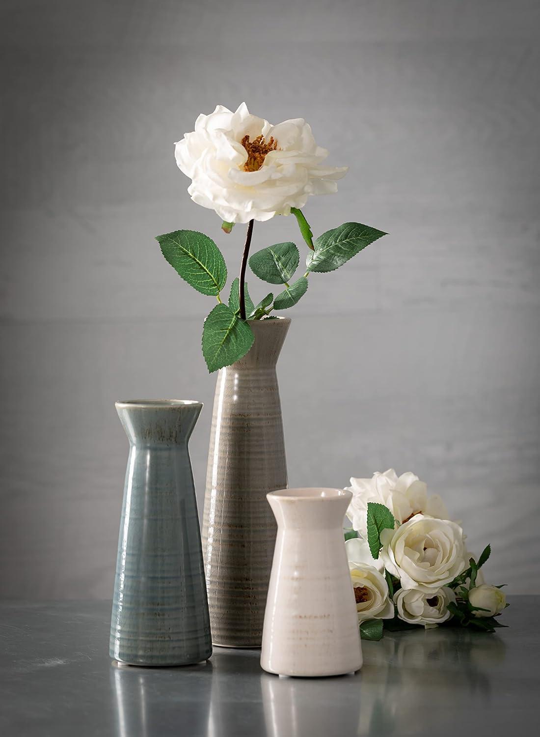 imageSullivans Ceramic Vase Set 3 Small Vases Rustic Home Dcor Modern Farmhouse Ideal Shelf Dcor Table Dcor Bookshelf Mantle Entryway MultiColor CM2968Blue  Grey  White