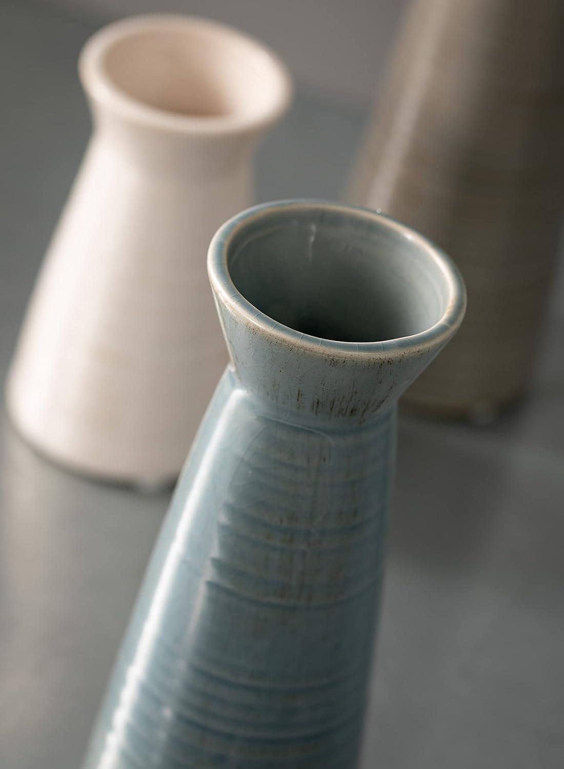 imageSullivans Ceramic Vase Set 3 Small Vases Rustic Home Dcor Modern Farmhouse Ideal Shelf Dcor Table Dcor Bookshelf Mantle Entryway MultiColor CM2968Blue  Grey  White