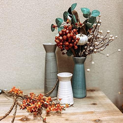 imageSullivans Ceramic Vase Set 3 Small Vases Rustic Home Dcor Modern Farmhouse Ideal Shelf Dcor Table Dcor Bookshelf Mantle Entryway MultiColor CM2968Blue  Grey  White