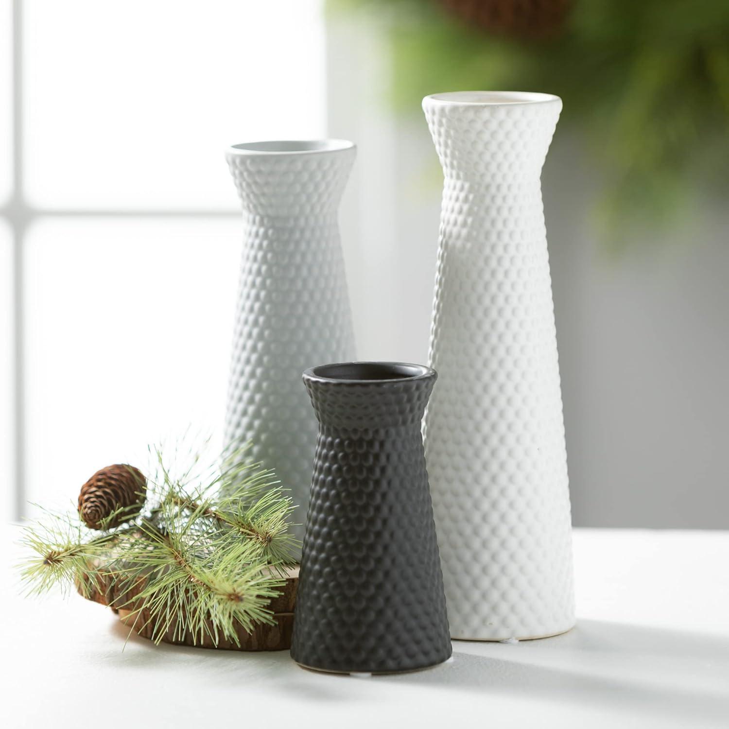 imageSullivans Ceramic Vase Set 3 Small Vases Rustic Home Dcor Modern Farmhouse Ideal Shelf Dcor Table Dcor Bookshelf Mantle Entryway MultiColor CM2968White  Black  Grey