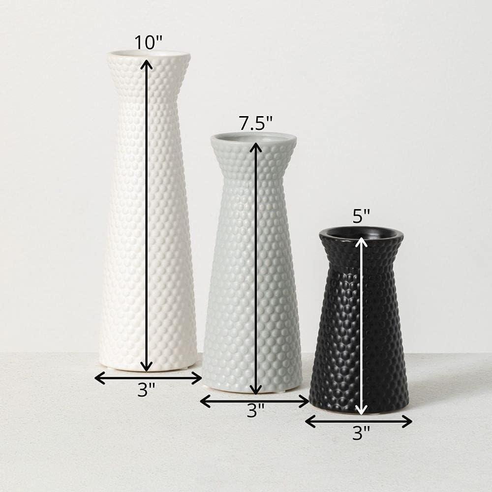 imageSullivans Ceramic Vase Set 3 Small Vases Rustic Home Dcor Modern Farmhouse Ideal Shelf Dcor Table Dcor Bookshelf Mantle Entryway MultiColor CM2968White  Black  Grey