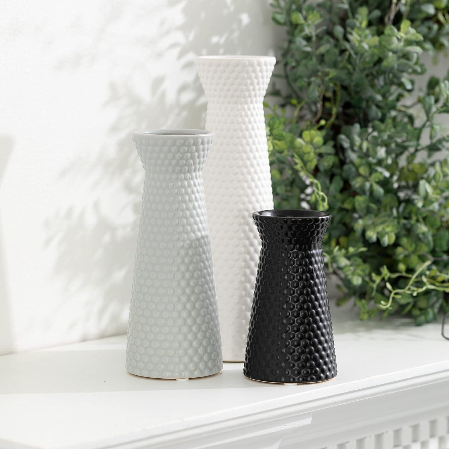 imageSullivans Ceramic Vase Set 3 Small Vases Rustic Home Dcor Modern Farmhouse Ideal Shelf Dcor Table Dcor Bookshelf Mantle Entryway MultiColor CM2968White  Black  Grey