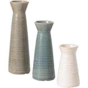 imageSullivans Ceramic Vase Set 3 Small Vases Rustic Home Dcor Modern Farmhouse Ideal Shelf Dcor Table Dcor Bookshelf Mantle Entryway MultiColor CM2968Blue  Grey  White
