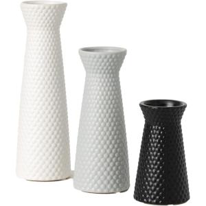 imageSullivans Ceramic Vase Set 3 Small Vases Rustic Home Dcor Modern Farmhouse Ideal Shelf Dcor Table Dcor Bookshelf Mantle Entryway MultiColor CM2968White  Black  Grey