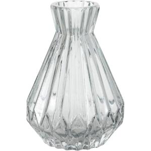 imageSullivans Glass Vase Clear Glass Vases for Flowers Small Ribbed Gray Carafe Shape Flower Vase for Modern Home Decor 65 Shelf ampamp Table Vases for Wedding Centerpieces G8504