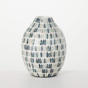 imageSullivans Vase Bamboo Flower Vase Blue Capiz Bamboo Vase 11quot Urn Vase Perfect for Fake Flower Greenery Stems Home Dcor for Living Room Office Shelf Mantel Fireplace Centerpiece Decorations
