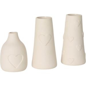 imageSullivans Vase Ceramic Vase Set of 3 White Heart Vases Valentines Day Romantic Rustic Farmhouse Neutral Home Dcor for Fake Plants Coffee Table Decor Tabletop Shelf Fireplace Mantel Decoration