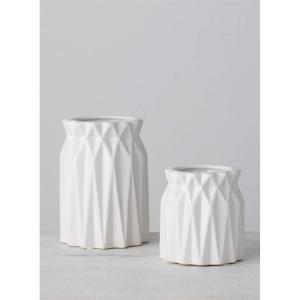 imageSullivans Ceramic Origami Glossy White Short Vase Set of 2  Decor for Any Desktop Office Space Home CM2863
