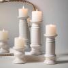 imageSet of 3 Cream Ceramic Candle Holders in a Crackle Glaze Finish 5 95 and 11 Inches High