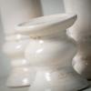 imageSet of 3 Cream Ceramic Candle Holders in a Crackle Glaze Finish 5 95 and 11 Inches High
