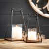 imageSullivans 1375quot Triangular Wire Frame Lanterns  Set of 2 Multicolor Decorative Candle Holders Mantle and Tabletop Dcor