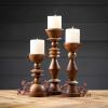 imageSullivans Retro Wood Pillar Candle Holder Set of 3 Natural Wood Decorative Candle Holders for Table Centerpiece Perfect for Home Decor Weddings Dinning and Gifts