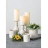 imageSullivans White Pillar Candle Holders Set of 3 Modern Farmhouse Decor Cement ampamp Ceramic Various Sizes 12quot 975quot 8quot H for Kitchen Bathroom Office
