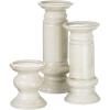 imageSet of 3 Cream Ceramic Candle Holders in a Crackle Glaze Finish 5 95 and 11 Inches High