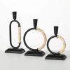 imageSullivans Modern Looped Taper Candle Holder Set of 3 Black Natural Decorative Candle Holders for Table Centerpiece Perfect for Home Decor Weddings Dinning and Gifts