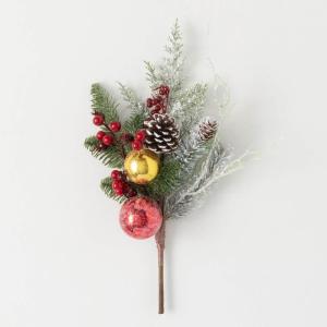 imageSullivans 16quot Shiny Ball Frosted Pine Pick Greenery Flower Plant Dcor for Bouquet Vase Filler Christmas Home Decoration for Mantels Doorways and Windows