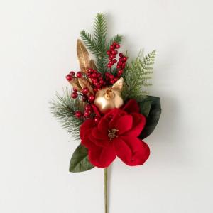 imageSullivans 19quot Red Magnolia Pomegranate Spray Greenery Flower Plant Dcor for Bouquet Vase Filler Christmas Home Decoration for Mantels Doorways and Windows