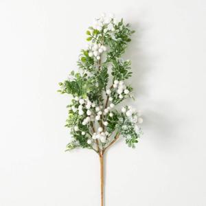 imageSullivans Frosted Snowy Leaf and Whiet Berry Winter Spray Artificial Fake Flower Lifelike Bouquet Centerpiece for Home Office Weddings and Gifts Decor
