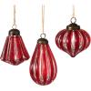 imageSullivans Striped Finial Ornament  Set of 3  Home for The Holidays  Christmas Tree Ornaments  Red Christmas Ornaments  Vintage Glass