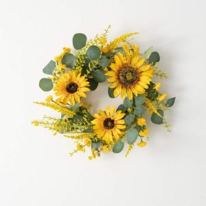 imageSullivans 14 Inch Sunflower ampamp Eucalyptus Ring Spring and Summer Artificial Wreath Everyday Candle Rings Mini Door Wreaths Indoor ampamp Outdoor Wreaths Door Entryway Porch Dcor