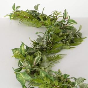 imageSullivans 6 Ft Mixed Foliage Spring Garland for Indoor 72quot Mixed Leaf Faux LifeLike Green Garland for Mantle Decor Living Room Home Fireplace ampamp Office Fireplace Decorations
