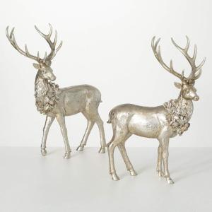 imageSullivans Champagne Rustic Deer Figurine Winter Statues Set of 2 Home Decor for Living Room Bookshelf Shelf Decor Accents Figurines for Office Table or Desk