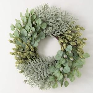 imageSullivans Wreaths for Front Door Eucalyptus Wreath 26quot Mixed Pod Leaf Artificial Green Mixed Round Spring Wreath Indoor Outdoor Decorations for Fireplace Cabinet Mantle Home Dcor