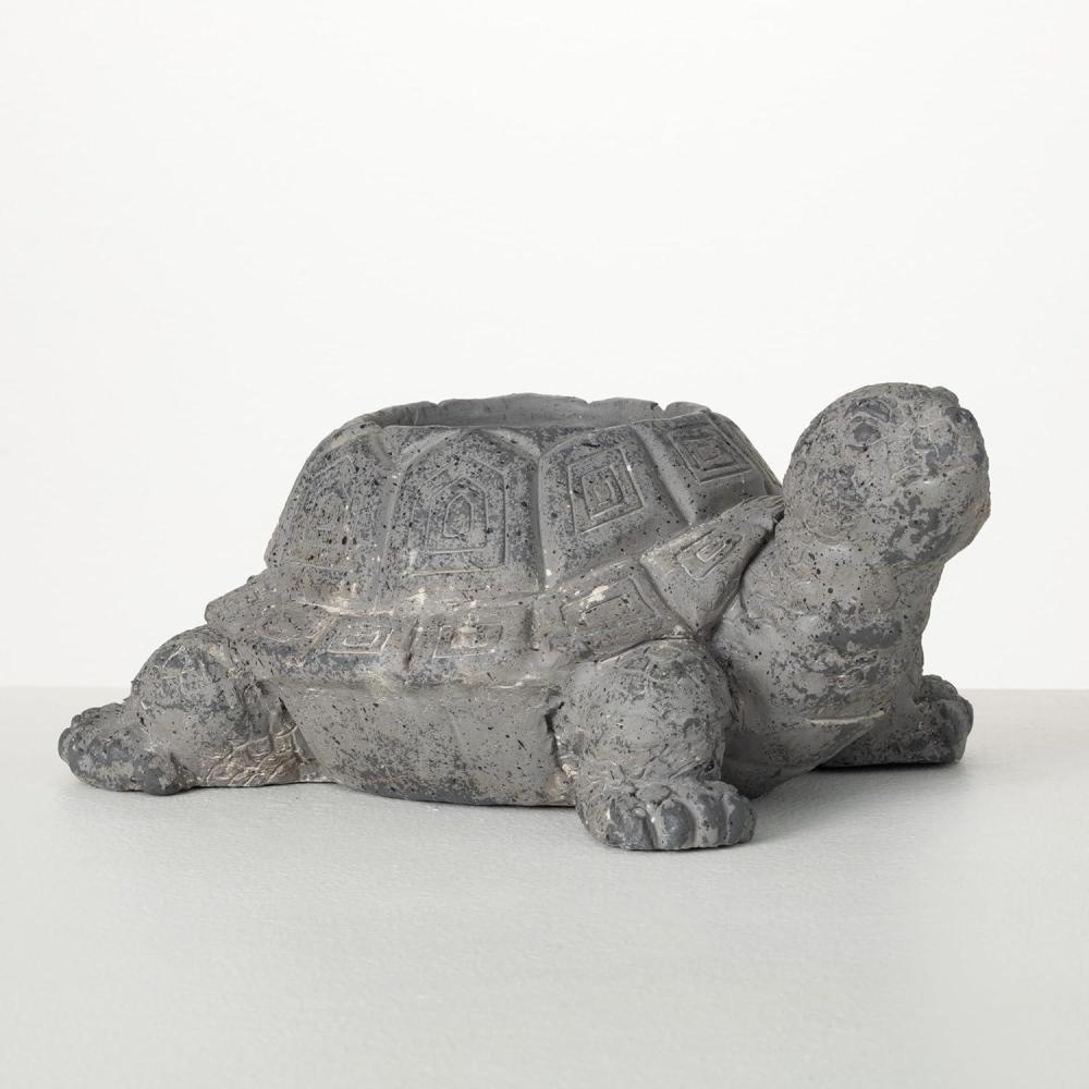 imageSullivans Charcoal Grey Tortoise Planter Animal Garden Pot Statue Outdoor Indoor Yard Decor for Flowers and Succulent for Home Office Desktop Decoration6H