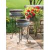 imageSullivans Decorative Aged Bowl Planters Metal Pedestal Stands 26 to 37 Inches Tall Each Gray and Black 3