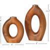 imageSullivans Hollow Wooden Donut Vase Set of 2 Mango Wood Vase Pack of Two for Tabletop Coffee Table Dcor Counter Top Home Dcor Office Shelf Fireplace Mantel Decorations