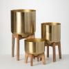 imageSullivans Brass Planters On Stands  Set of 3 Indoor Planter Pot Kitchen Living Room and Office Home Dcor