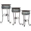 imageSullivans Decorative Aged Bowl Planters Metal Pedestal Stands 26 to 37 Inches Tall Each Gray and Black 3