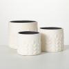 imageSullivans Modern Leaf Cream Pots  Set of 3 Indoor Planter Pot Kitchen Living Room and Office Home Dcor