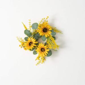 imageSullivans 125 Inch Sunflower Eucalyptus Mini Ring Spring and Summer Artificial Wreath Everyday Candle Rings Mini Door Wreaths Indoor ampamp Outdoor Wreaths Door Entryway Porch Dcor