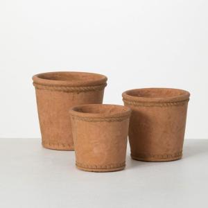 imageSullivans Terracotta Cement Pot  Set of 3 Indoor Planter Pot Kitchen Living Room and Office Home Dcor