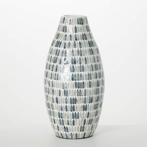 imageSullivans Vase Bamboo Vase 18quot Tall Blue Capiz Fluted Vase for Fake Flowers Coffee Table Dcor Home Dcor Office Shelf Tabletop Mantel Use with Stems Spray Blooms Greenery Decorations