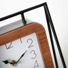 imageSullivans Black Metal Framed Wood Desk Clock Black Cage Design with Wood Details Perfect for Modern Workspaces Bookshelf Decor in Home or Office