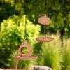 imageSullivans Brown Terracotta Hanging Bird Feeder Bath Bowl FlyThrough Design Decoration for Outdoor Birdwatching Perfect for Garden Yard Deck and Patio
