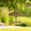 imageSullivans Grey Metal Hanging Umberella Roof Bird Feeder Bath Bowl Decoration for Outdoor Birdwatching Perfect for Garden Yard Deck and Patio
