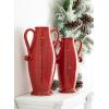 imageSullivans Red Glazed Ceramic Classic Design Urn Vase with Curl Handles Set of 2 Table Centerpiece Pedestal Vases for Flowers Perfect for Wedding Home Office Kitchen Decor