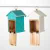 imageSullivans Rustic Sky Blue and White Wood Birdhouse Set of 2 with Metal Accents 12Inch Bird Feeder Birdwatching Decoration for Outdoor Garden Yard Deck and Patio