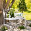 imageSullivans White Metal Design Backrest Garden Bench 2Person Patio Park Bench Slated Seat Perfect for Patio Porch or Garden Decor