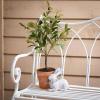 imageSullivans White Metal Design Backrest Garden Bench 2Person Patio Park Bench Slated Seat Perfect for Patio Porch or Garden Decor
